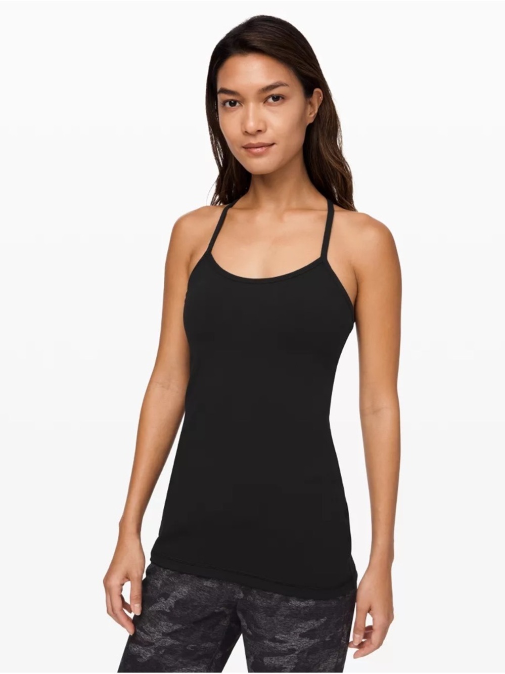 Lululemon Black Power Y Activewear Tank Top with Built-In Bra - US 4 (Small)